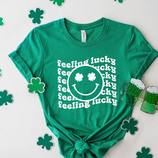 Feeling Lucky T-Shirt,Irish Shirt,St. Patrick's Day T-Shirt for Women,Luck of the Irish,Shamrock Shirt,Funny St Patricks Day Shirt