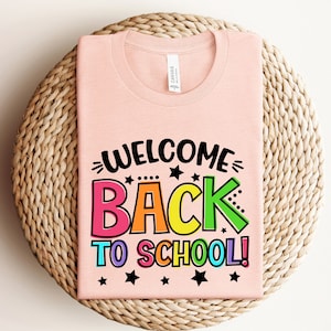Bienvenido de nuevo a la camisa de la escuela, camisa colorida del maestro, camisa del amor del maestro, camisa del primer día de la escuela, camisa de regreso a la escuela, regalo del maestro