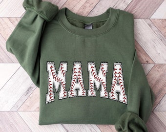 Cute Baseball Mama Sweatshirt, Mothers Day Gift For Baseball Mom, Baseball Season Shirt for Mom, Baseball Lover Mama Shirt, Gameday Mom Tee