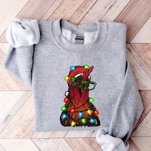 Christmas Chicken With Leopard Santa hat and Christmas Lights Sweater,Farmer Family Hoodie,Santa Chicken Sweatshirt,Farmer Family Christmas