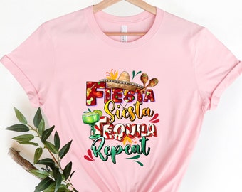 Fiesta Siesta Tequila Repeat Shirt, Mexican Shirt, Tequila Shirt, Cinco De Mayo Shirt, Mexican Party Shirt, Hispanic Party Shirt