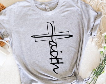 Faith T-shirt, Jesus, Christian Shirt, Faith Shirt, Vertical Cross, Cross, Faith Cross, Religious Shirt, Church, Disciple, Love,Grace, Faith
