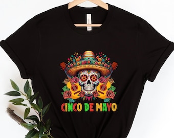 Cinco De Mayo Skull Shirt, Skull Shirt, Mexican Skull Tshirt, Cinco De Mayo Shirt, Sombrero Hat, Mexican Party Shirt,Fiesta Party Shirt Gift