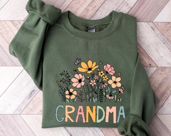 Grandma Sweatshirt, Grandma Wildflower Sweatshirt, Grandma Floral Sweatshirt, Wildflowers Sweatshirt, Grandma Flower Sweatshirt
