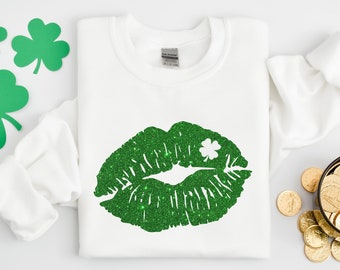 Lips Shirt, Kiss Me I'm Irish T-shirt Tee Shirt,Cute St Patricks Day Shirt for Women,Patrick's Day Family Matching Shirt,Drinking Shirt