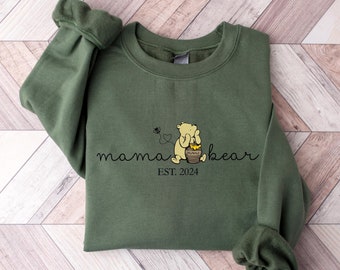 Mama Bear with floral pattern sweatshirt, Mothers Day Gift, Mama Bear Crewneck, Cute Mama Shirt, Mom Life Sweatshirt, New Mom Gift