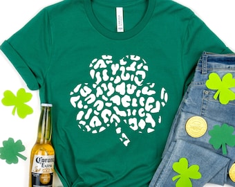 Leopard Shamrock Shirt, St Patricks Day Shirt, Irish Gifts , Clover Shirt, Shamrock Shirt, Leopard Shamrock, Lucky Shirt, Irish Day Shirt