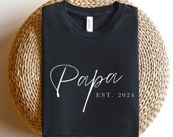 T-shirt for Men | PAPA Est 2024 | Fathers Day Gift - Funny Shirt Men - New Papa TShirt - Gift for Dad - Newborn Tee - Anniversary Gift