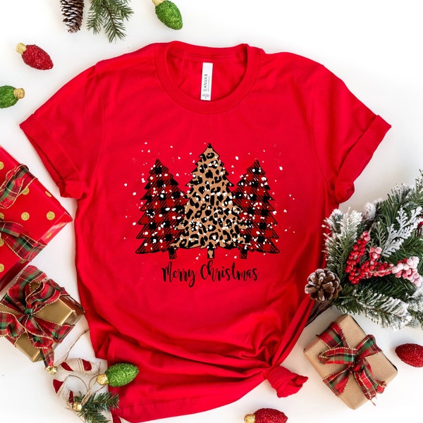 T-shirt de Noël à carreaux Buffalo, chemise de Joyeux Noël, T-shirt de Noël, chemise de famille de Noël, cadeau de Noël, cadeau de Noël. Chemise assortie