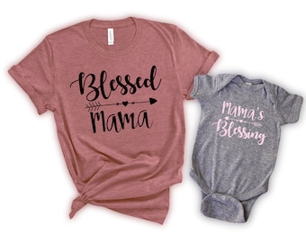 Blessed Mama Shirt, Mama's Blessing Shirt, Thanksgiving Shirt, First Mother's Day, Cute Mother And Baby Gift, Gift for mom, Matching Outfits