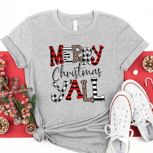 Merry Christmas Yall Leopard Shirt, Buffalo Plaid Christmas Shirt, Christmas Vacation Shirt, Christmas T-shirt, Christmas Family Shirt