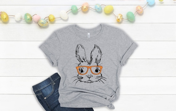 Easter Bunny With Glasses Shirt,Bunny With Glasses Shirt,Kids Easter Shirt,Cute Easter Shirt,Easter Day Shirt for Woman, Easter Bunny Shirt