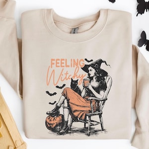 Feeling Witchy Sweatshirt, Witch Sweatshirt, Halloween Witch Sweatshirt, Crazy Halloween Gift, Witch Spell Sweatshirt