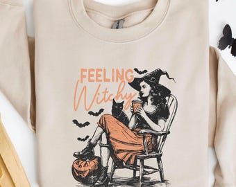 Feeling Witchy Sweatshirt, Witch Sweatshirt, Halloween Witch Sweatshirt, Crazy Halloween Gift, Witch Spell Sweatshirt