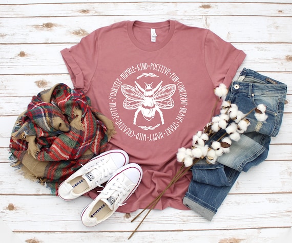 Be kind, Humble, Positive, Fun, Confident, Brave, Smart, Happy, Wild, Creative, Joyful, Be Yourself, Positive Motivation Shirt, Gift Shirt