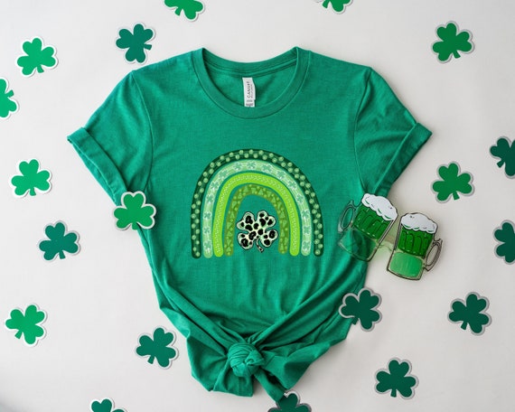 Shamrock Leopard Rainbow St Patrick's Day T-Shirt,  St Patrick's Day Shirt, Cute St Paddy's Tee, Patrick's Lucky Tee, Funny Irish Tee