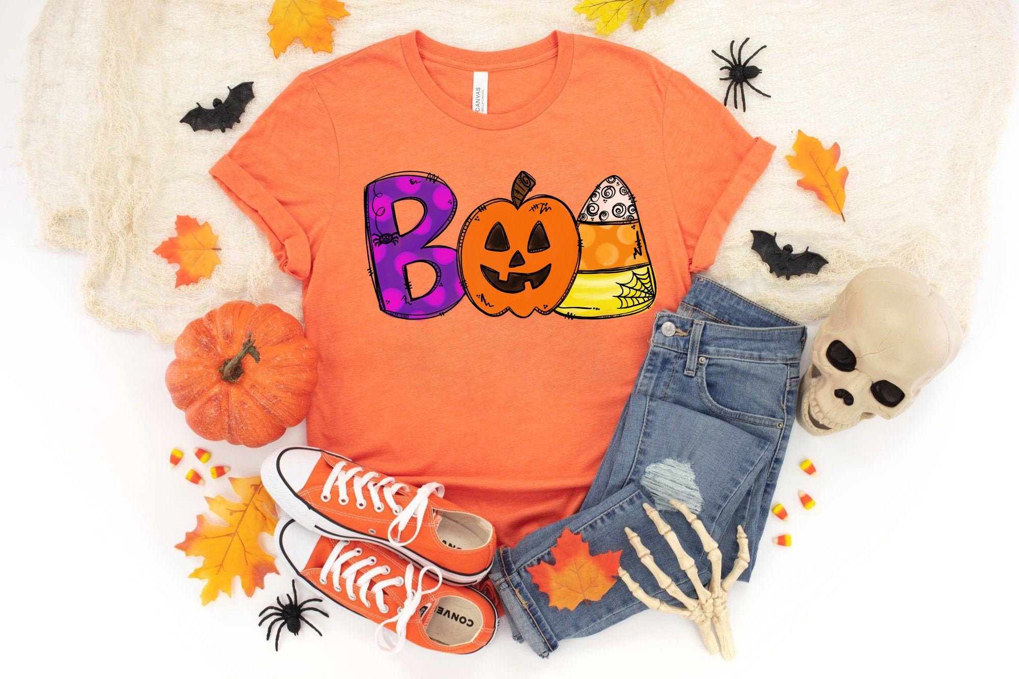 Discover Camiseta Boo Doodle Cartas Fiesta de Halloween para Hombre Mujer