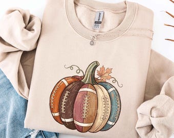 Football Pumpkin Sweatshirt, Fall Sports Fan Hoodie, Autumn Tailgating Top