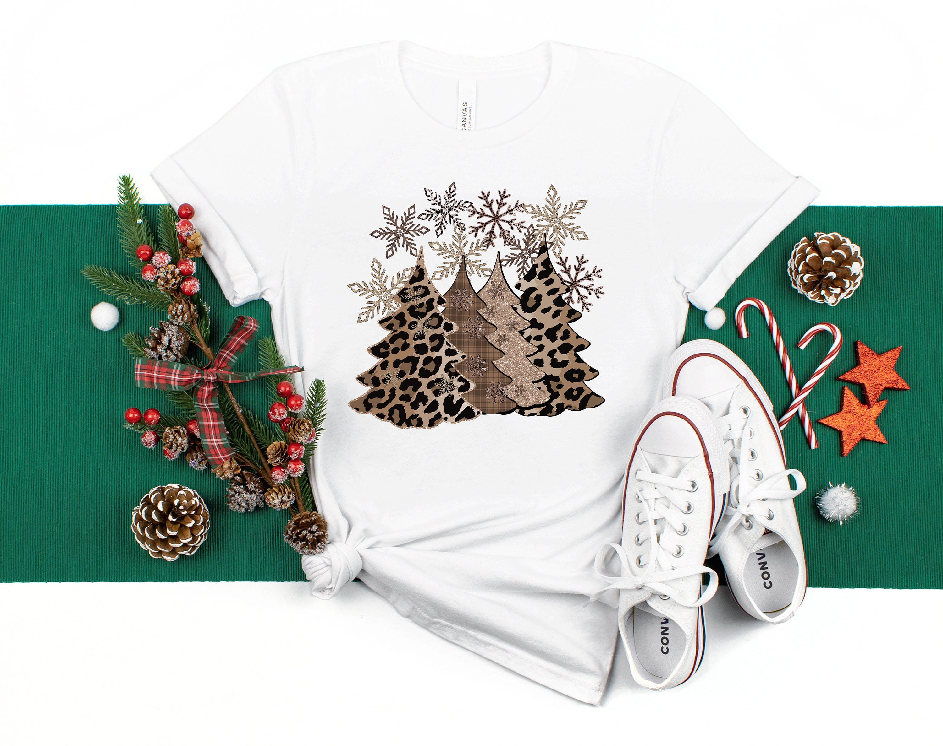 Leopard Plaid Christmas Trees T-shirt 