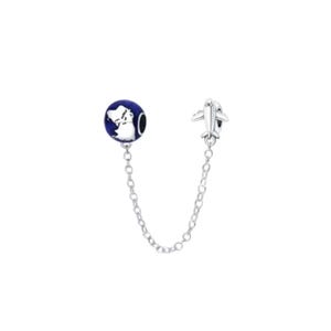 Sterling Silver Safety Charm: Airplane & Globe Bracelet Stopper
