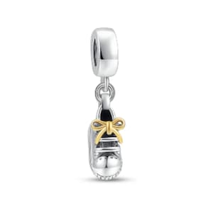 Shoe charm Trainer charm Silver Charm Cute Shoe with a yellow bow Fits any bracelets or necklace Daughter Gift Friend Sterling Silver Charm