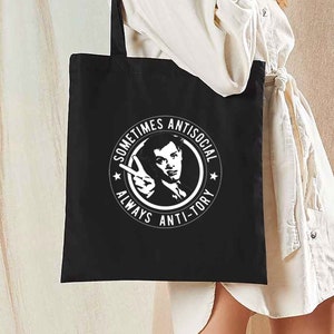 Sometimes Antisocial Always Anti-Tory Unisex Tote Bag Rik Mayall The Young Ones Comedy TV Series Political Novelty Fun Gift