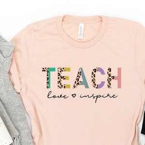 Teacher Tshirt, Teach love inspire, Cute Shirt for Teachers, Teach Shirt, Fall T-Shirts, Teacher Shirt, Teacher Gifts, Teacher Tee