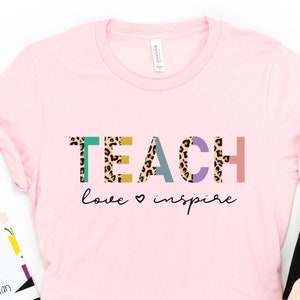 Teacher Tshirt, Teach love inspire, Cute Shirt for Teachers, Teach Shirt, Fall T-Shirts, Teacher Shirt, Teacher Gifts, Teacher Tee