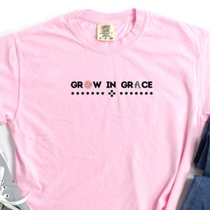 Grow in Grace Christian Shirt,Comfort Colors Tee,Vintage shirt,Womens T Shirt,Spiritual T Shirt,Christian Gift,