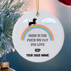 Personalized Dog Bereavement Christmas Tree Ornament - Custom Gift for Remembering Beloved Pets.  Ceramic Ornament, Gift for loss of a pet!