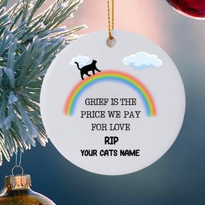Personalized Cat Bereavement Christmas Tree Ornament - Custom Gift for Remembering Beloved Pets.Gift for loss of Pet.Ceramic Ornament