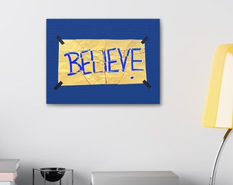 BELIEVE-Canvas Gallery Wrap Wall Hanging-Great gift for Sports Enthusiasts,Teachers,Graduate,Promotions,Retirement,etc.Encouragement Gift!