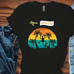 Punta Cana Vacation T-Shirt, Destination Wedding, Dominican Republic, Mexico Wedding, Retro, Lizard Palm trees Unisex Jersey Short Sleeve