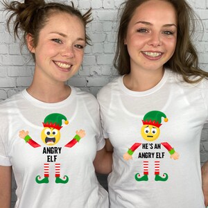Funny Christmas T-Shirts and Tops - Angry Elf - He’s an Angry Elf Tee - Christmas matching shirts,Group photo shirts,Unisex