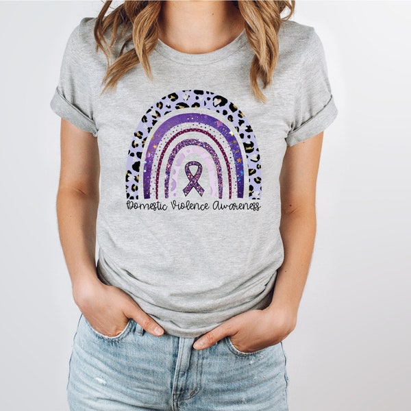 Stop Domestic Violence, Support Domestic Violence Awareness, Love shouldnt hurt, Stop the Violence, Color PurpleUnisex Short Sleeve Tee