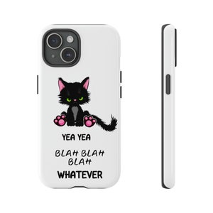 Expresa tu actitud de gato con esta divertida funda para teléfono con diseño de gato enojado. ¡Garantizado para hacerte sonreír! Gato enojado-Divertido gato diciendo- Funda protectora resistente