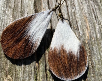 Cowhide Earrings Etsy