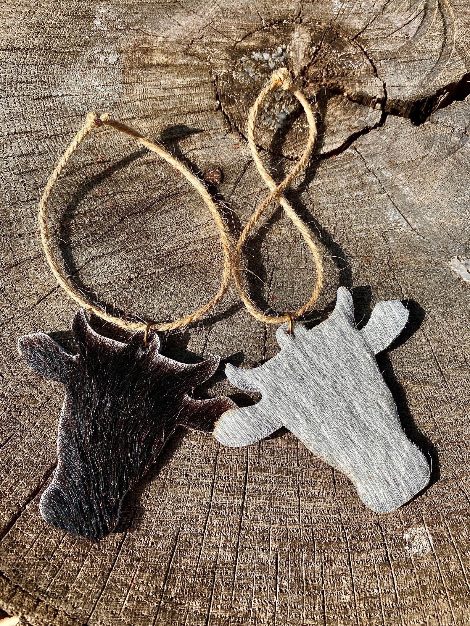 Western Christmas Tree Ornaments Set of 6 Cowhide Cowboy - Etsy