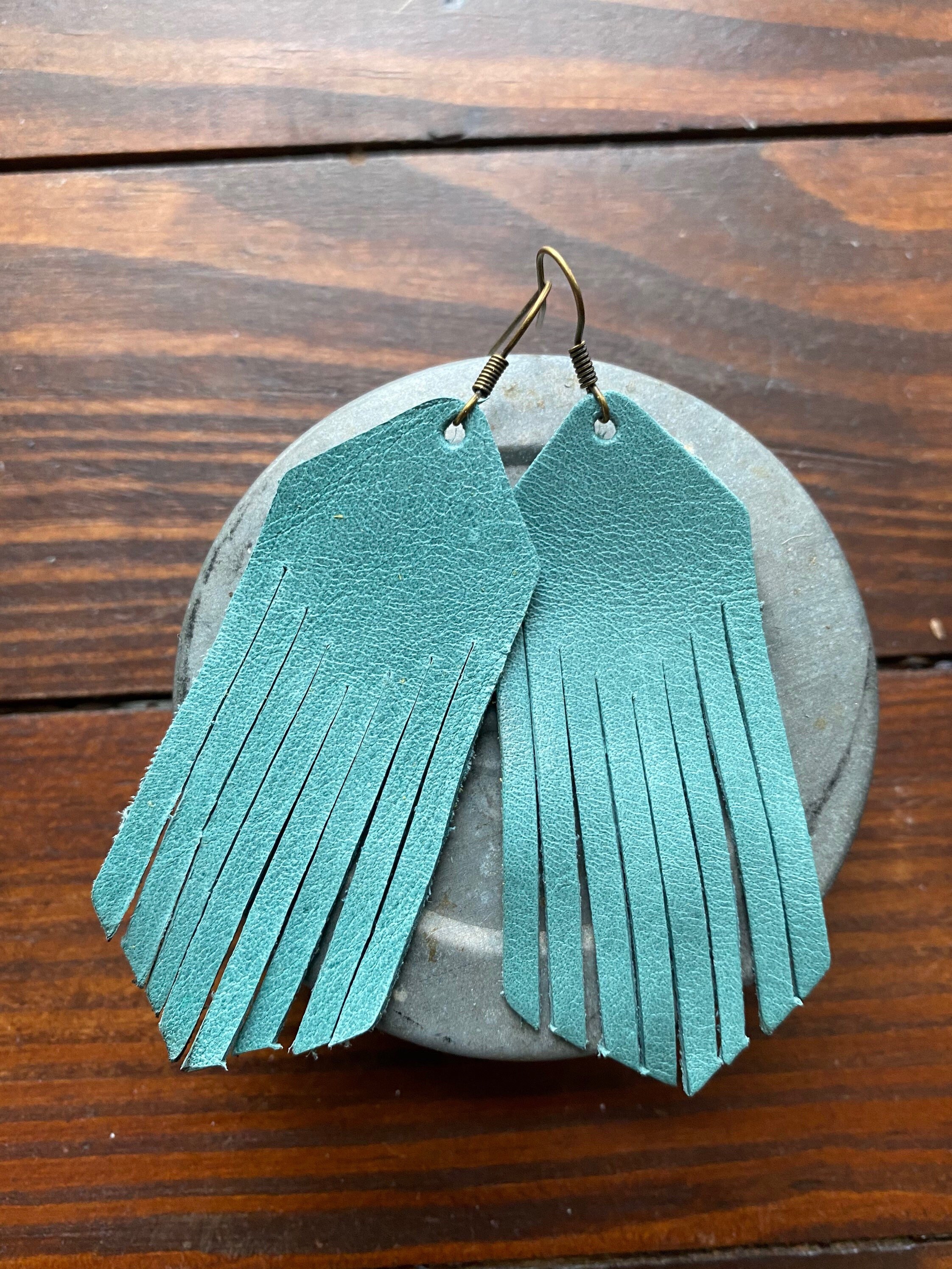 Leather Fringe Earrings Handmade Leather Jewelry Dangle Etsy UK