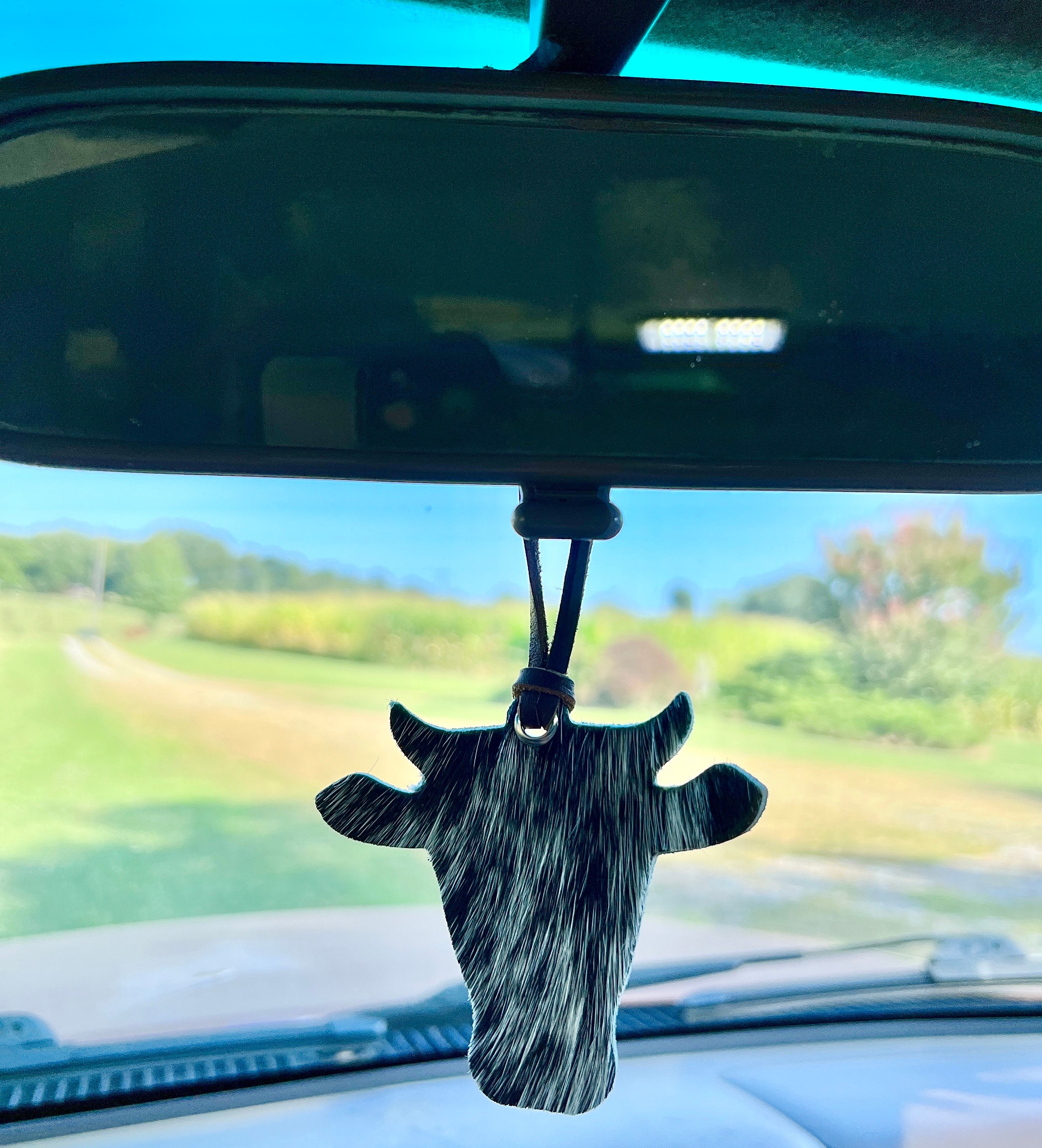 Bull Head Shape Pendant Car Rear View Mirror Charm Hanging