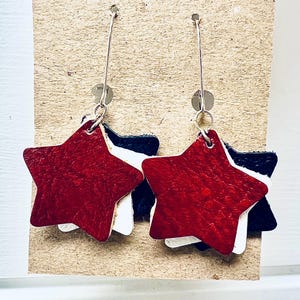 red white and blue earrings patriotic jewelry american flag fourth of july party independence day earrings USA Star dangle americana flag