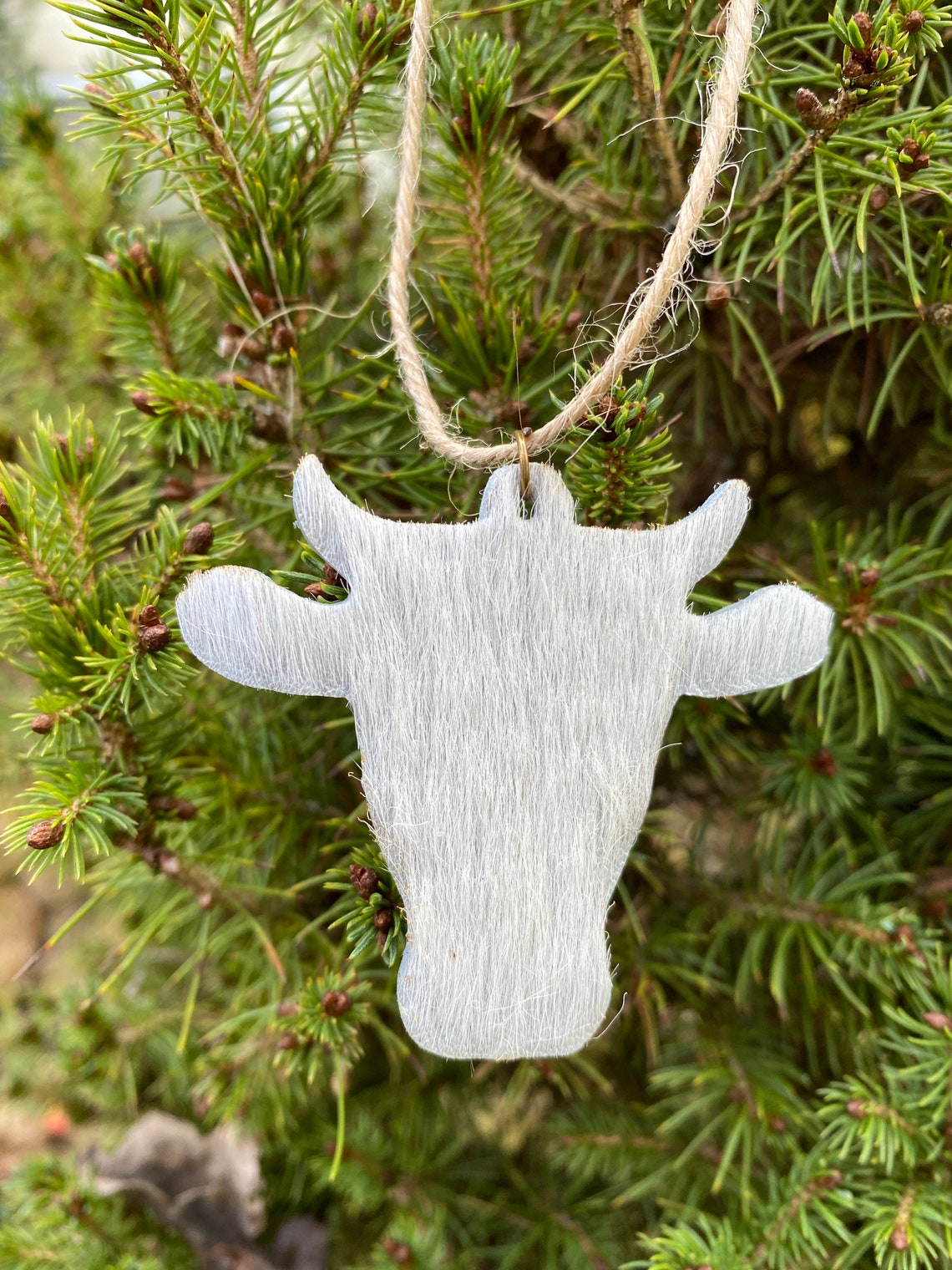 Cowhide leather ornaments Cow themed tree Bovine Christmas Etsy