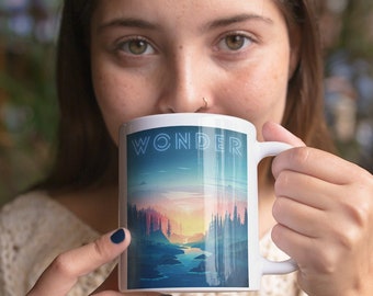 Coffee Mug, Wonder, Graphic, Landscape, Dreamscape, Nature, Mug, Colorful, Tea, Coffee, Gift, Travel