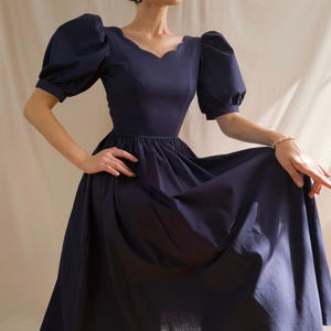 Laura Ashley dress sz 10uk vintage Laura Ashley gown dress Laura Ashley 80s navy dress open back Victorian Laura Ashley