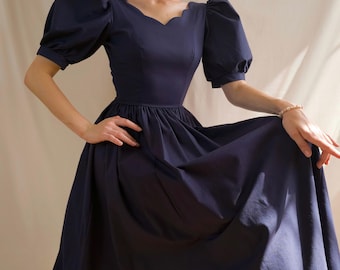 Laura Ashley dress sz 10uk vintage Laura Ashley gown dress Laura Ashley 80s navy dress open back Victorian Laura Ashley