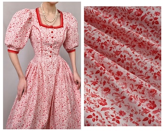 Vintage dress floral print puffer sleeves/traditional Austrian dress floral Isola/folklore dress/cottage core dress