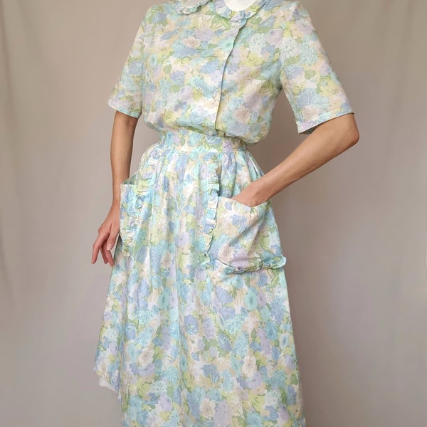 Vintage Bally suit pastel floral pattern/retro skirt floral patterns
