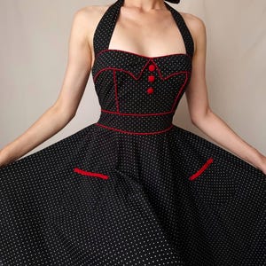 pin up dress sleevesless rockabilly dress polka dot retro 70s dress lush skirt