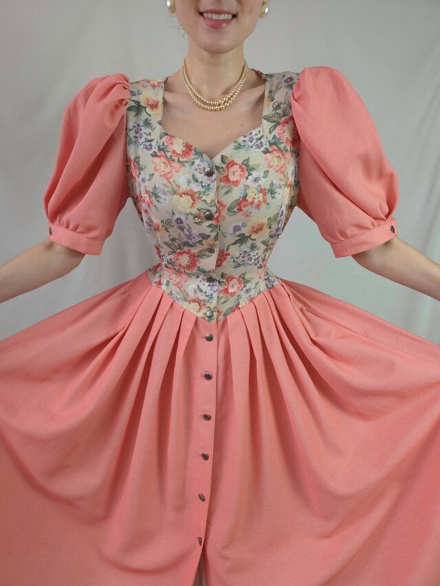 Vintage Floral Puffy Dress