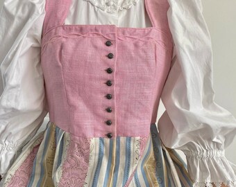 Traditional Austrian dress striped pale pink full length/dirtl dress